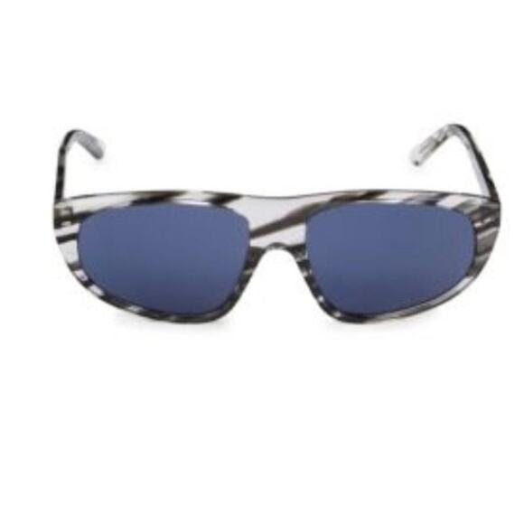 Balenciaga 60MM Rectangle Sunglasses zebra with blue lenses main image 7